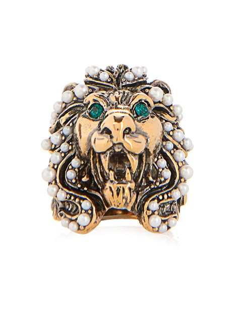 lion ring gucci|gucci lion ring with pearl.